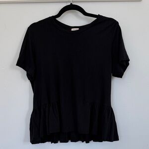 Sunday Best Black Ruffled/Peplum Short Sleeve Top